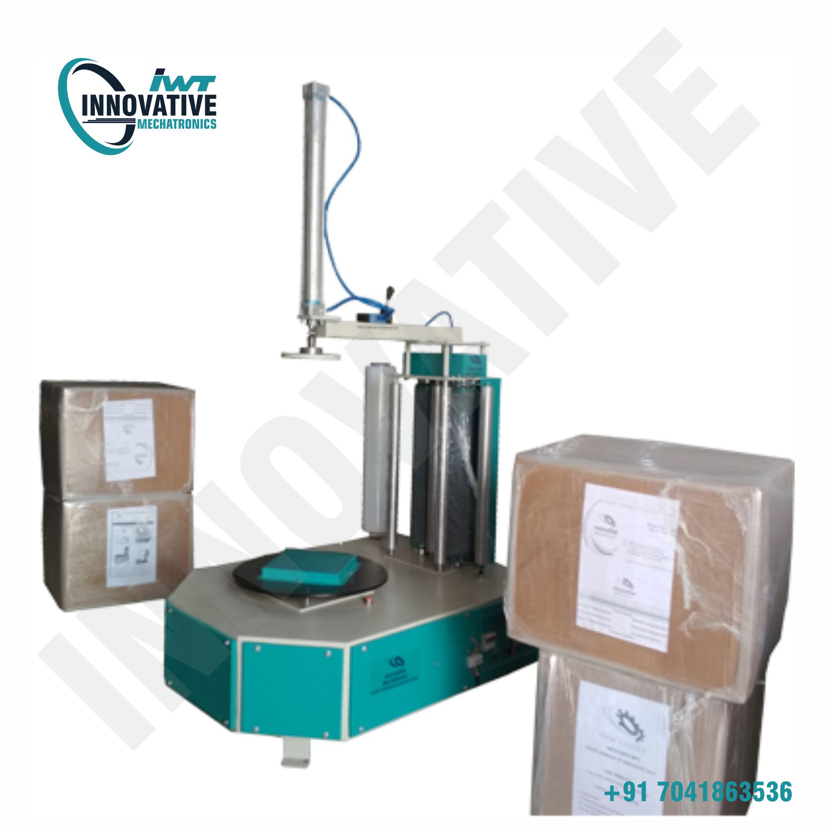 Box Stretch Wrapping Machine with Holding System and Pre-Stretch for secure carton box packaging