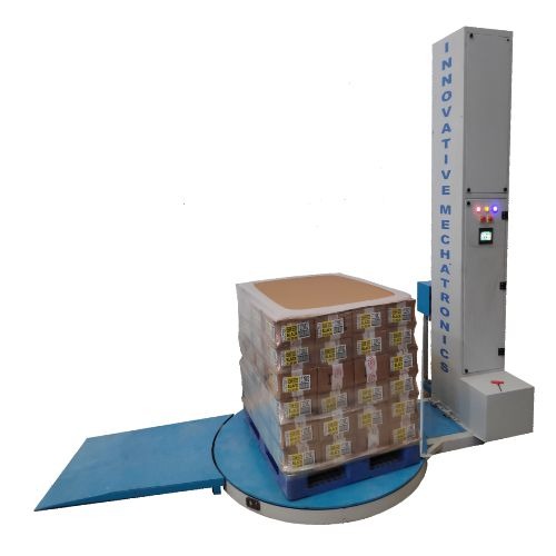 Automatic Pallet Wrapping Machine with inline conveyor integration by Innovative Wraptech